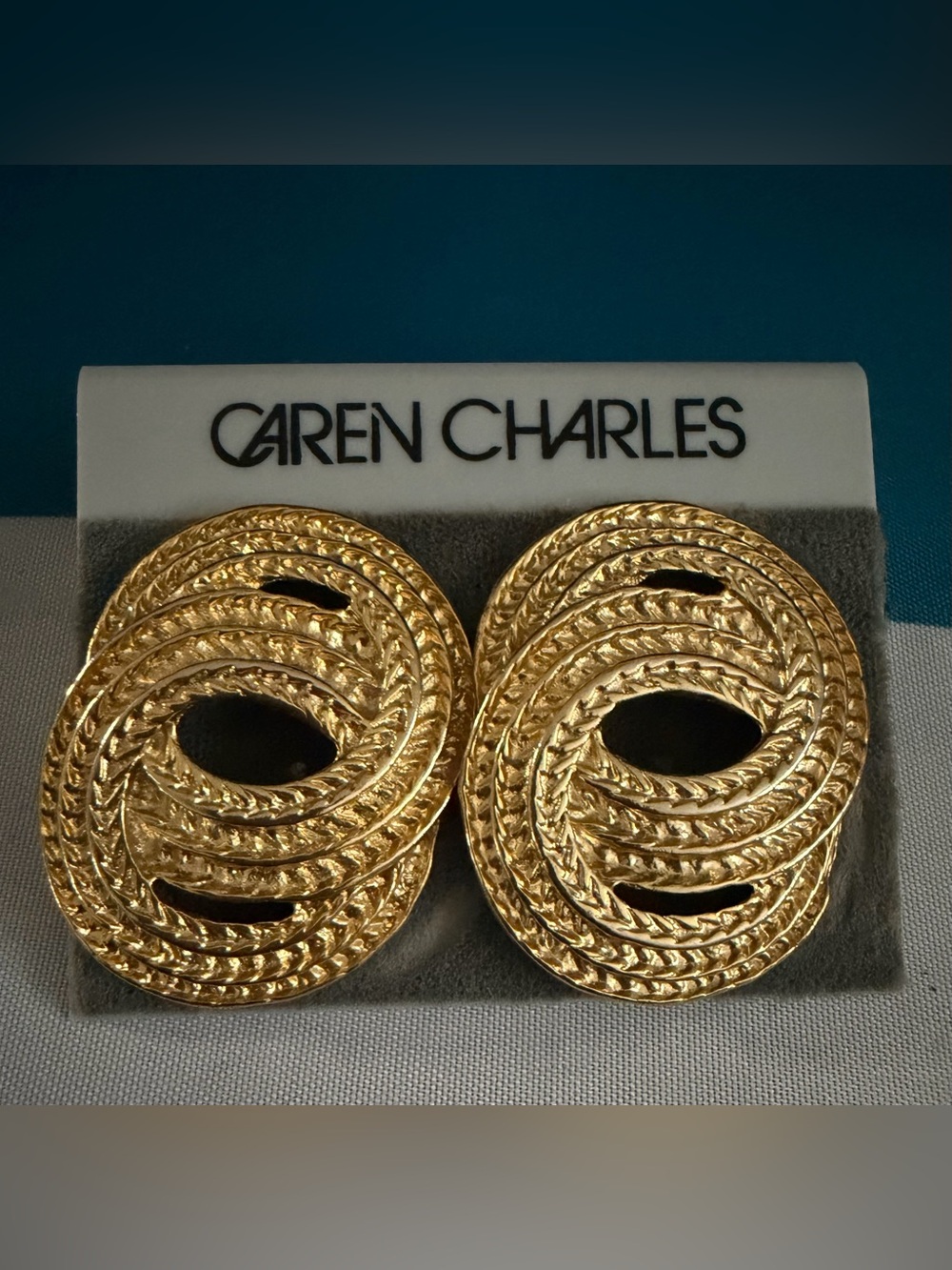 Caren Charles Gold-Tone Textured Swirl Pierced Earrings